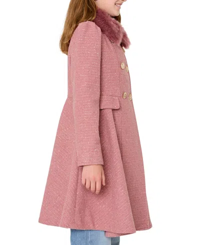 S Rothschild & Co S Rothschild Big Girls Tweed Princess Dress Coat In Pink