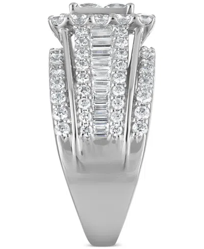 Macy's Diamond Quad Halo Engagement Ring (3 Ct. T.w.) In 14k White Gold In Metallic
