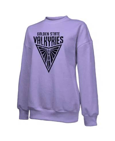 Majestic Threads Violet Golden State Valkyries Primary Logo Drop Shoulder Tri-blend Pullover Sweatsh In Purple