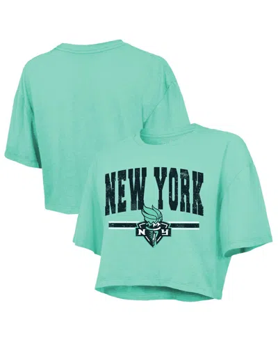 Majestic Women's Mint New York Liberty Chalk Stripe Boxy Crop Top In Green