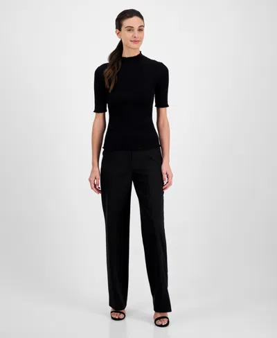 Anne Klein Ribbed Turtleneck Sweater In Black