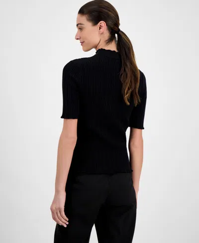 Anne Klein Ribbed Turtleneck Sweater In Black