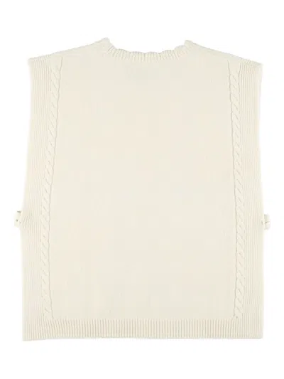 Bonpoint Beige Wool Gilet With A Braided Pattern In Neutral