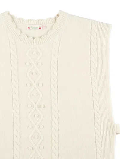 Bonpoint Beige Wool Gilet With A Braided Pattern In Neutral