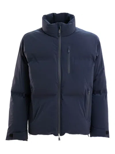 Herno Quilted Zip-front Padded Jacket In Blue