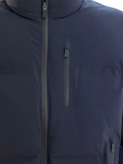 Herno Quilted Zip-front Padded Jacket In Blue