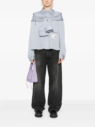 Miharayasuhiro Blue Sleeve Layered Stripe Shirt In Blue
