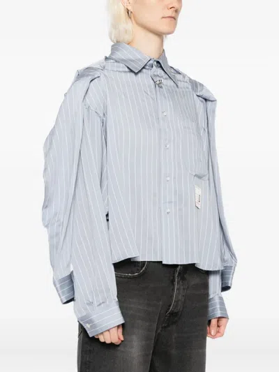 Miharayasuhiro Blue Sleeve Layered Stripe Shirt In Blue