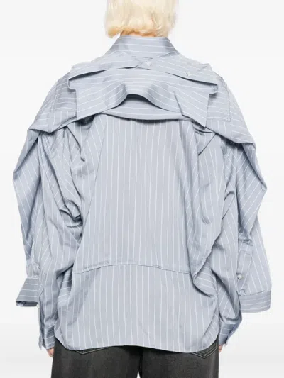 Miharayasuhiro Blue Sleeve Layered Stripe Shirt In Blue