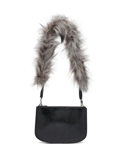 Diesel Twin-double-pouch Embossed-leather Shoulder Bag In Black