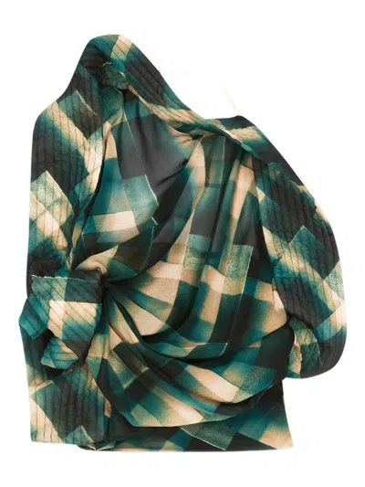 Dries Van Noten Check-pattern Top In Green