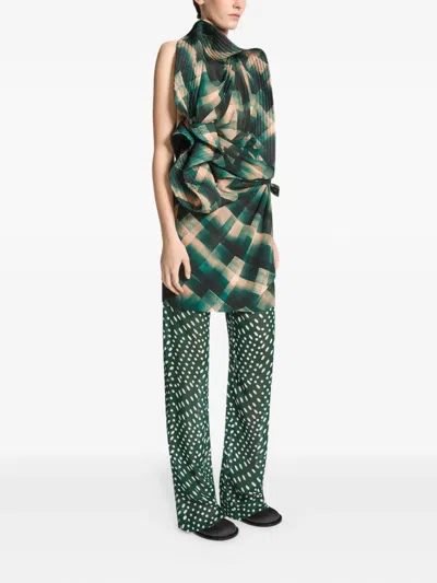 Dries Van Noten Check-pattern Top In Green