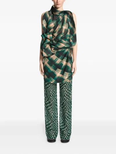 Dries Van Noten Check-pattern Top In Green