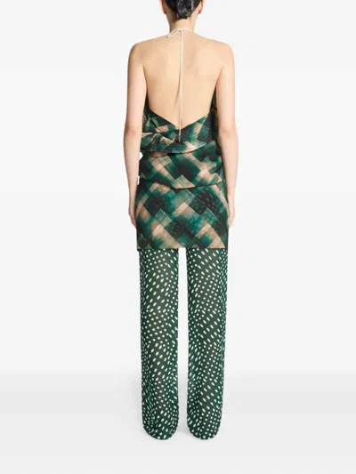 Dries Van Noten Check-pattern Top In Green