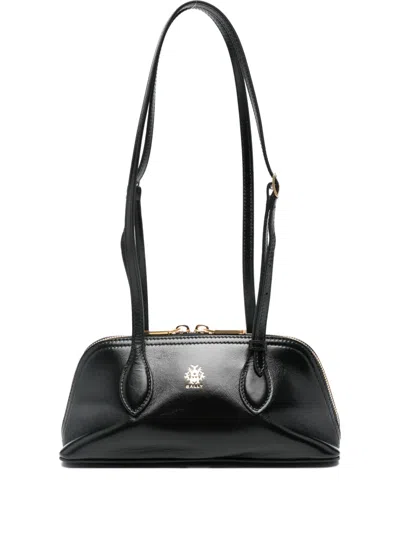Bally Leather Shoulder Bag Adjustable Strap In Black