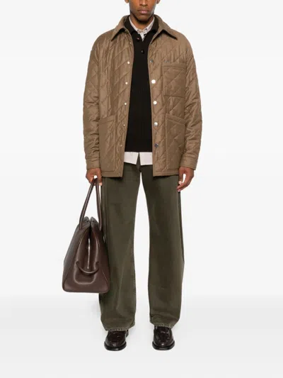 Ferragamo Quilted Diamond-pattern Jacket In Neutral
