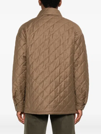 Ferragamo Quilted Diamond-pattern Jacket In Neutral