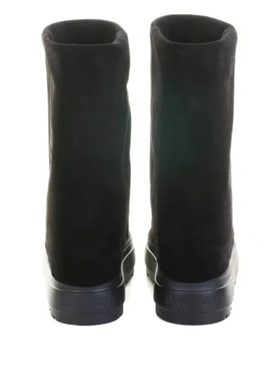 Casadei Black Boots With Turn-up With Platform In Suede Woman In Black