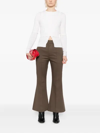 Rokh Flared Basic Trousers In Brown