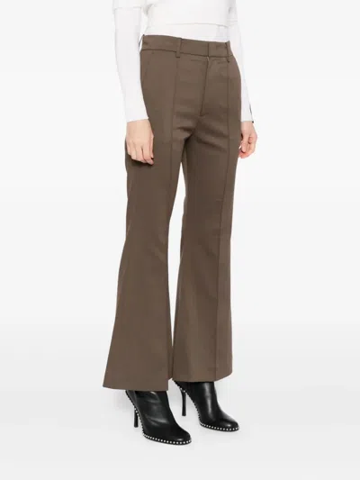 Rokh Flared Basic Trousers In Brown