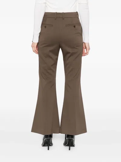 Rokh Flared Basic Trousers In Brown