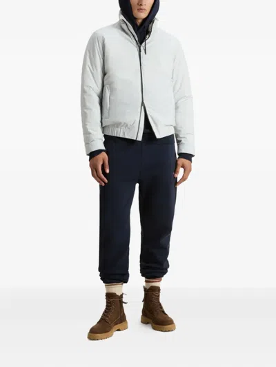 Woolrich Quilted Zip-front Bomber Jacket In Neutral