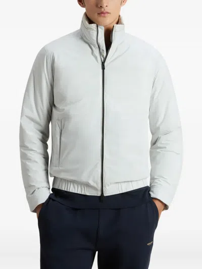 Woolrich Quilted Zip-front Bomber Jacket In Neutral