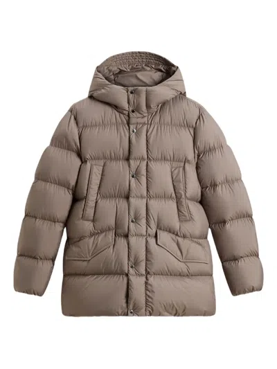 Woolrich Cloud Davis Hooded Puffer Jacket In Brown