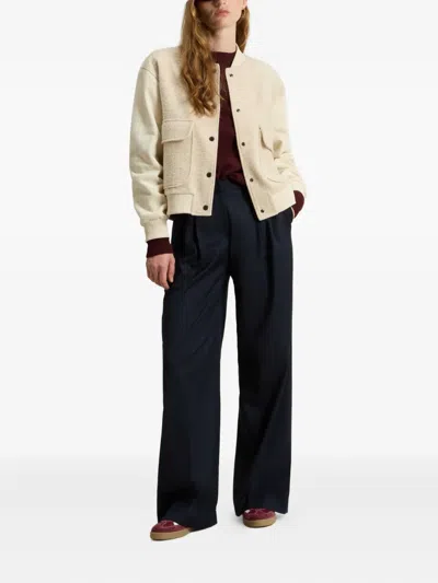 Woolrich Fleece Button-fastening Bomber Jacket In Neutral
