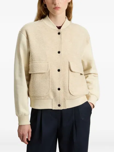 Woolrich Fleece Button-fastening Bomber Jacket In Neutral