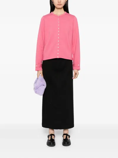 Agnès B. Snap Cotton Cardigan In Pink
