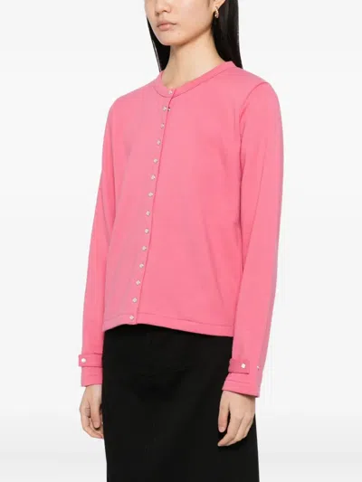 Agnès B. Snap Cotton Cardigan In Pink