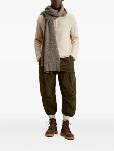 Woolrich Ribbed Half-zip Sweater In Neutral