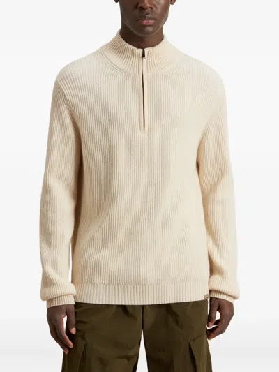 Woolrich Ribbed Half-zip Sweater In Neutral