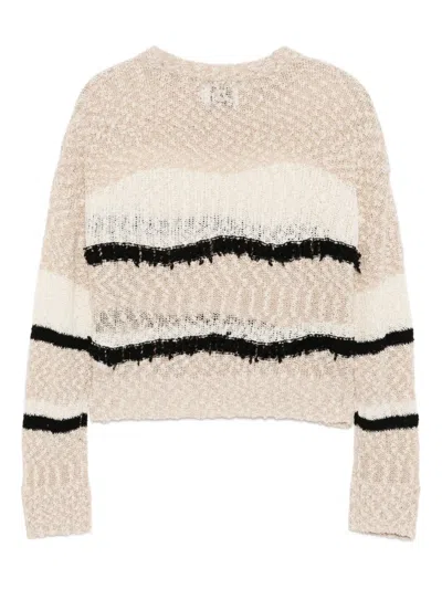 Izzue Striped Top In Neutral