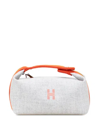 Pre-owned Hermes 2020-2025 Small Wool Bride A Brac Rocabar Case Vanity Bag In Gray