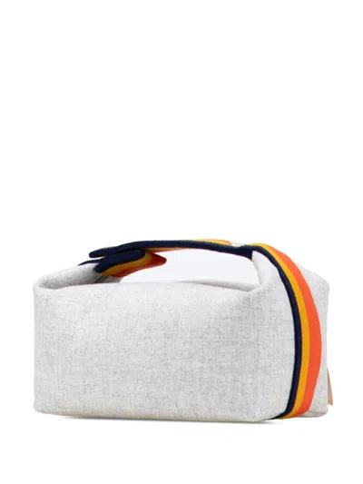 Pre-owned Hermes 2020-2025 Small Wool Bride A Brac Rocabar Case Vanity Bag In Gray