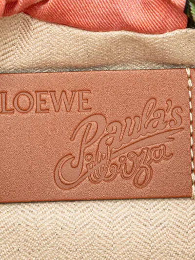 Pre-owned Loewe 2010-2025 Paulas Ibiza Canvas Seashell Print Drawstring Pouch In Pink