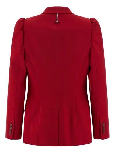 Alexander Mcqueen Mcqueen One-button Wool Grain De Poudre Jacket In Red