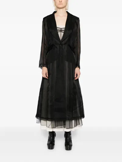 Quetsche Printed Semi-sheer Coat In Black