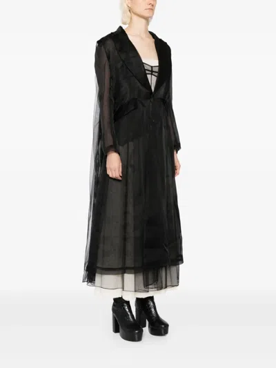 Quetsche Printed Semi-sheer Coat In Black