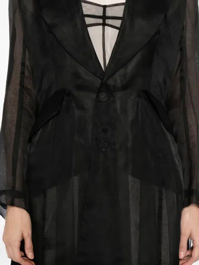 Quetsche Printed Semi-sheer Coat In Black