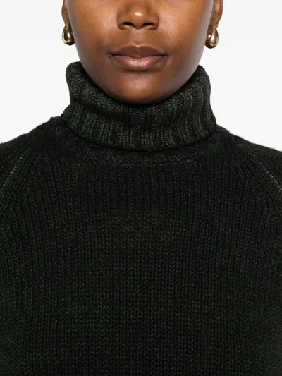 Base Purple Wool Turtle-neck Jumper In Green