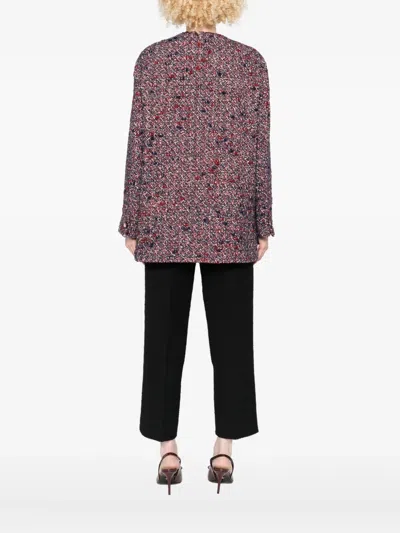 Gucci Multicolor Crewneck Jacket With Gg Logo On The Buttons In Wool Blend Woman In Blue