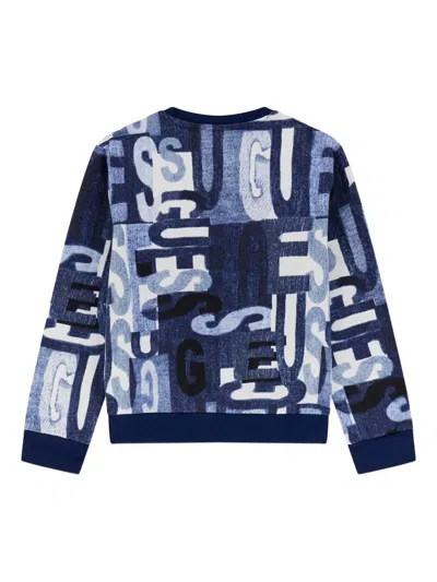 Guess Logo Lettering-print Sweatshirt In Multi