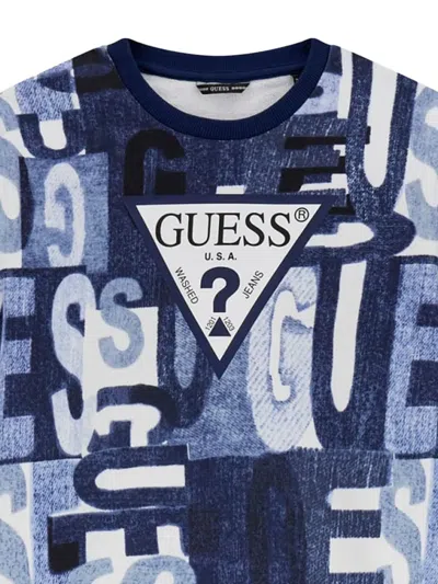 Guess Logo Lettering-print Sweatshirt In Multi
