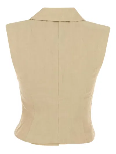 Le Kasha Tailored Sleeveless Vest Notched Lapel In Neutral