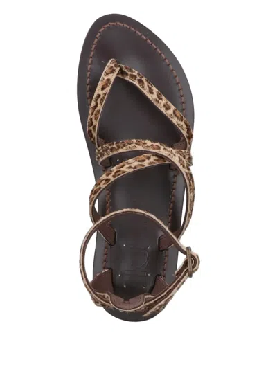 Kjacques Leopard-print Ankle-strap Sandals In Brown