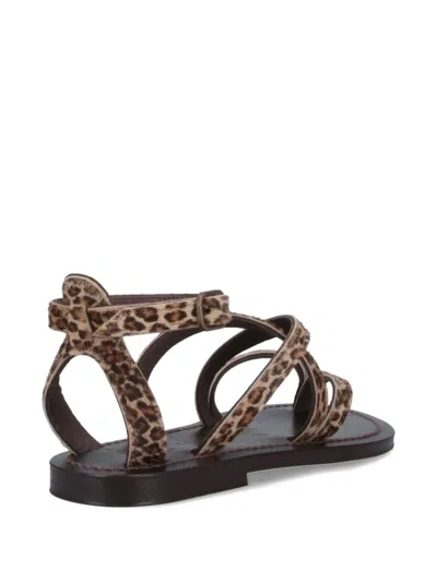 Kjacques Leopard-print Ankle-strap Sandals In Brown
