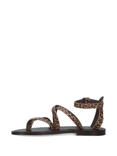 Kjacques Leopard-print Ankle-strap Sandals In Brown